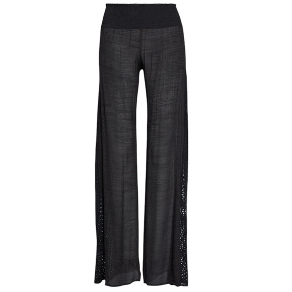 Elan Courtney Gauze Pant Swim Coverup Resortwear Size Small Black Crochet detail - Picture 3 of 9